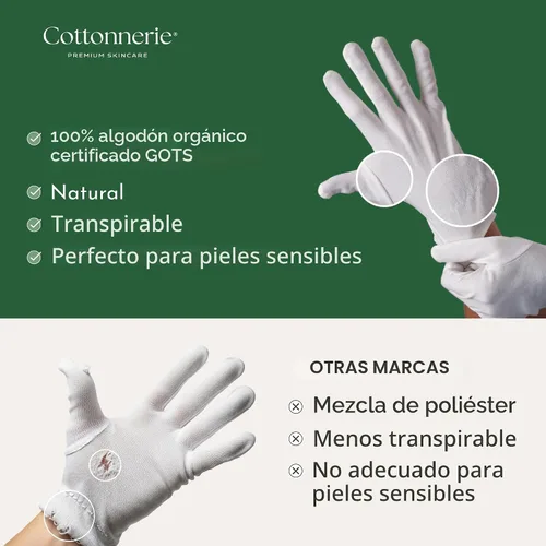 Vista 3 de 4 Pairs Cottonnerie Organic Cotton Gloves for Dry Hands Sleeping, Moisturizing Gloves Overnight, Hand Moisturizer Gloves, Moisture Gloves for Dry