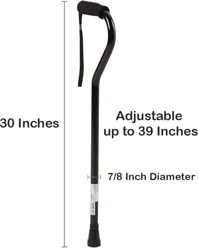 Vista 5 de McKesson Cane, negro, 30 in, 39 in, 1 ct Manija desplazada, aluminio