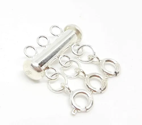 Vista 4 de Seashell Crafter - Collar en capas de plata de ley con cierre espaciador, desenreda y separa varios collares con cierre deslizante y cierre