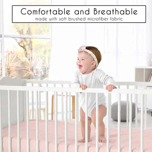 Vista 2 de Sweet Jojo Designs Sábanas ajustables para cuna de bebé (rosa sólido) para niñas, guardería infantil, habitación de niños pequeños - Tamaño estándar
