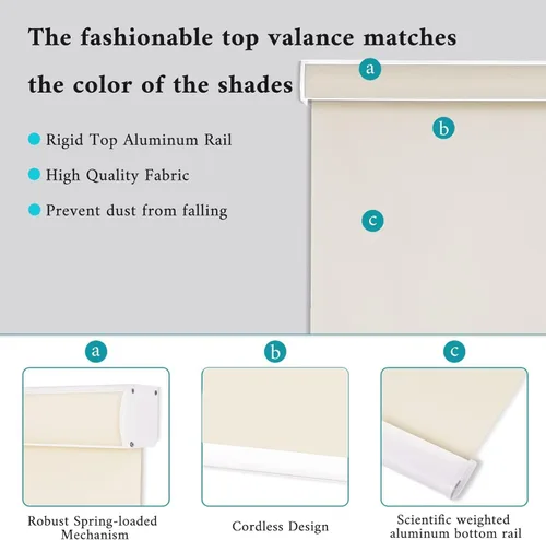 Vista 2 de Persianas enrollables MYshade personalizadas, persianas enrollables opacas para ventanas, persianas enrollables sin cordón, fáciles de instalar