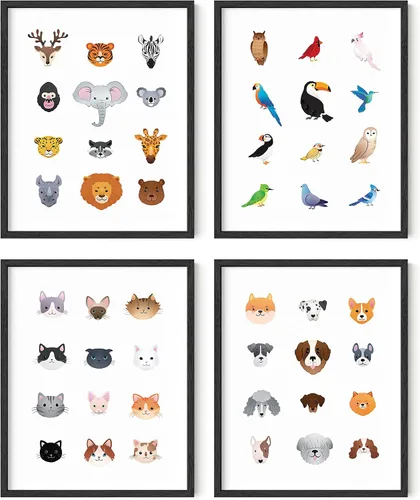 Vista 8 de Haus and Hues - Juego de 4 impresiones artísticas de animales para guardería, decoración de pared para niños y niñas, decoración de habitación