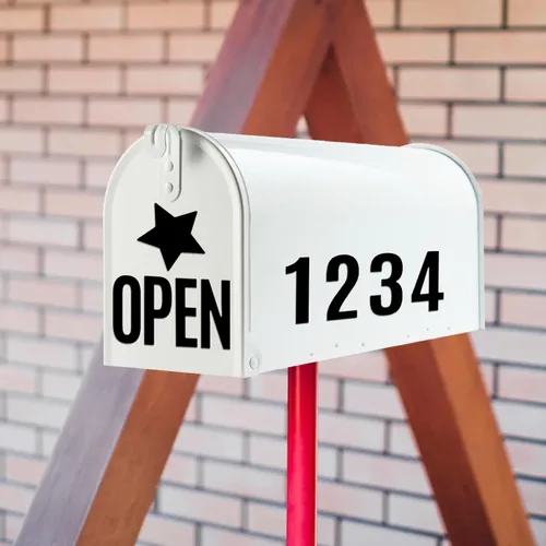 Vista 6 de 24 hojas de calcomanías de letras, 2.5 pulgadas, kit de letras de vinilo autoadhesivas, números negros para buzón, aula, hogar, puerta, ventana