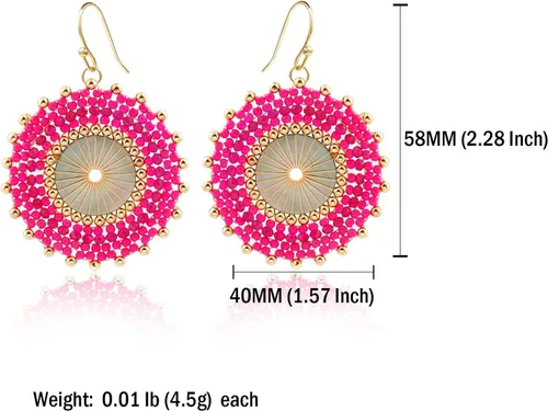 Vista 2 de Aretes de cuentas coloridos para mujer, aretes de cuentas hechos a mano para playa de verano, aretes bohemios para niñas