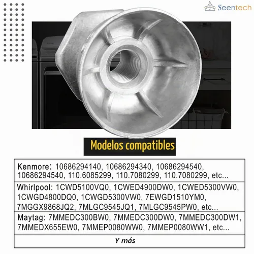 Vista 3 de Seentech 8066184 - Polea de motor de secadora 29 de repuesto - Compatible con secadores Whirlpool, Kenmore - Reemplaza: 3394341, 3401143