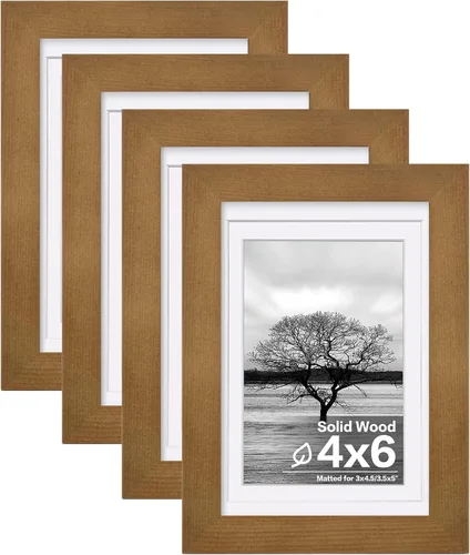 Vista 15 de Egofine - Marcos de fotos de 4 x 6 pulgadas (4 unidades) cubiertos por plexiglás, para fotos de 3 x 4.5 pulgadas / 3.5 x 5 pulgadas con paspartú