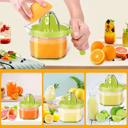Vista 3 de Exprimidor de limón, exprimidor de manos de cítricos multifuncional, exprimidor de limón y lima con mango de agarre cómodo desmontable, capacidad
