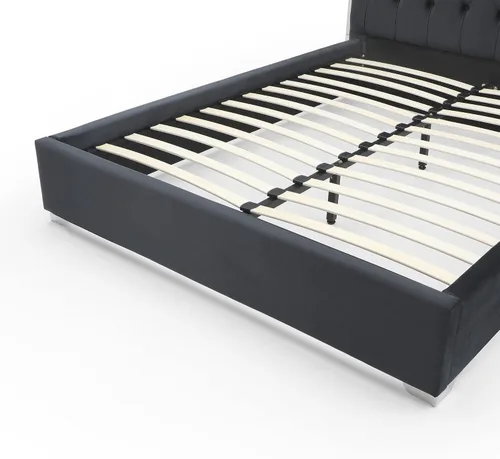 Vista 5 de Better Home Products Marco de cama de terciopelo con metal plateado negro/queen