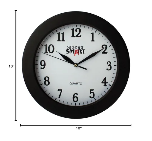 Vista 3 de School Smart Reloj de pared, 10 pulgadas, esfera blanca y marco negro
