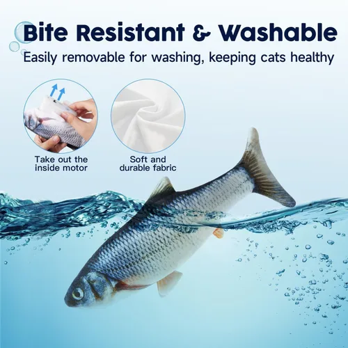 Vista 6 de Potaroma - Juguetes para gatos con SilverVine y menta de gato, pescado en movimiento flexible para perros pequeños, de ejercicio, interactivos