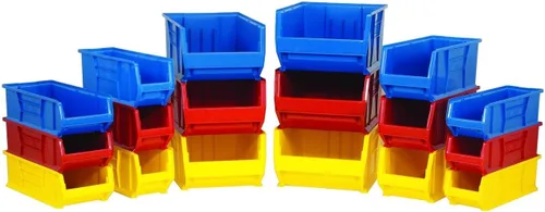 Vista 2 de Quantum Storage QUS950 - Contenedor apilable de plástico para Hulk, 23-7/8 x 8-1/4 x 7 pulgadas, paquete de 6 Azul