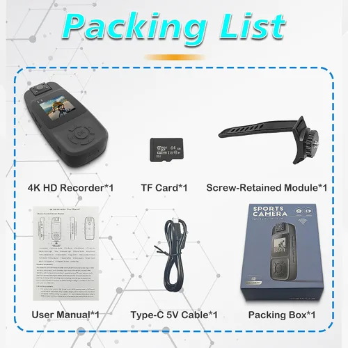 Vista 9 de Mini cámara corporal 4K con grabación de video, cámara corporal WiFi portátil con lente giratoria de 180° y visión nocturna para trabajo, viajes