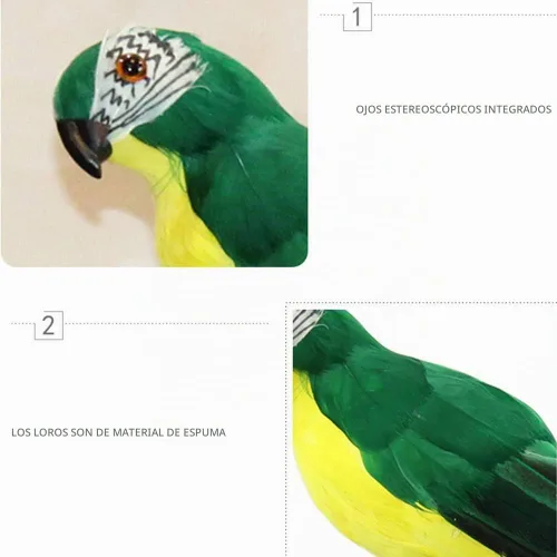 Vista 3 de LWINGFLYER Loro Artificial Verde de Tamaño Real con Plumas de Espuma, Pájaros Guacamayo para Decoración de Disfraces, Ornamento de Hombro