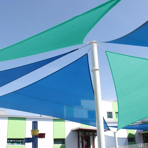 Vista 6 de E&K Sunrise - Toldo impermeable triangular de 5 x 5 x 5 pies, para exteriores, con bloqueo UV, para pérgola, patio, jardín, terraza, 1 pieza Turquesa