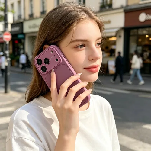 Vista 6 de Funda de silicona líquida para iPhone 17 Pro Max equipada con película protectora de lente, anticolisión suave al tacto y resistente a las manchas