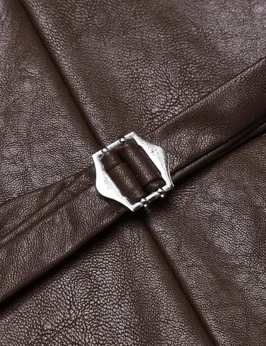 Vista 7 de COOFANDY Chaleco de cuero para hombre estilo casual estilo occidental ligero con cuello en V chaleco
