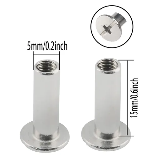 Vista 4 de Chicago Screw ZZLZX - Juego de 20 tornillos de fijación Chicago chapados en níquel de 0.197 in x 0.591 in, pernos de tornillo redondos de cabeza