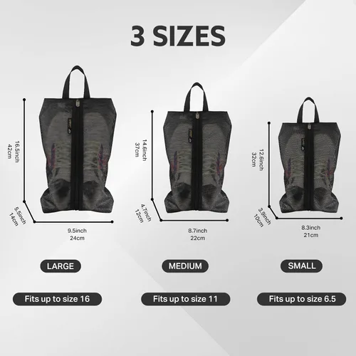 Vista 2 de Luvsusu Bolsas de zapatos esenciales de viaje, resistentes al agua, para hombres y mujeres, organizador portátil de almacenamiento de zapatos