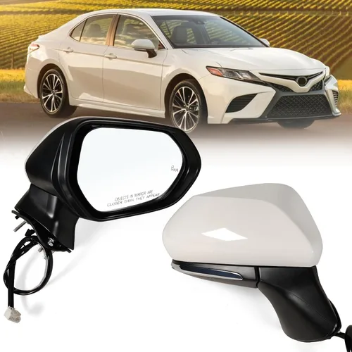 Vista 7 de Espejo lateral izquierdo del conductor Compatible con Toyota Camry 2018-2024 con vidrio eléctrico sin calefacción sin señales de giro sin punto Negro