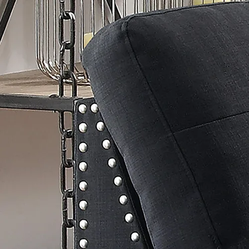 Vista 5 de Poundex bobkona viola Set de sofás con otomano en negro linen-like polyfabric mano izquierda o derecha chaise