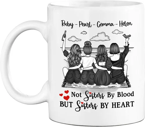 Vista 9 de Taza personalizada para mejor amiga para mujer, con texto en inglés "Best Friends We'll Be Friends Until We're Old Taza para mejor amiga, mejor