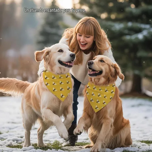 Vista 3 de Yellow Bees - Pañuelos para perro, bufanda de abeja de abeja, accesorios de disfraz para perros medianos y grandes
