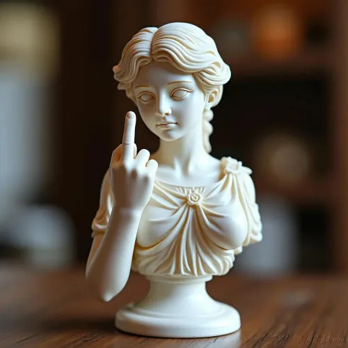 Vista 9 de Venus con estatua de actitud, figura de resina de dedo medio sin complejos, decoración de arte moderno atrevida para el hogar y la oficina, estatua