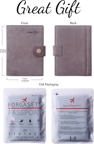 Vista 7 de Portapasaportes de cuero auténtico para pasaporte, con bloqueo Rfid - con compartimento para documentos de identificación
