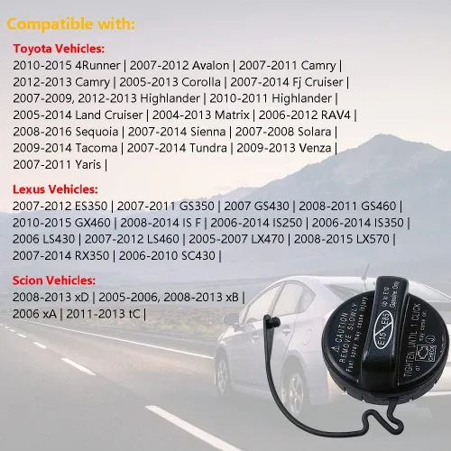 Vista 4 de Tapa de depósito de combustible Compatible con Toyota 4Runner Camry Corolla FJ Cruiser Highlander Land Cruiser RAV4 Sequoia Sienna Tacoma Tundra