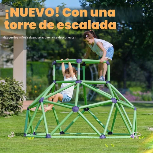 Vista 3 de Zupapa Monkey Bars Cúpula de Escalada con Hamaca - Gimnasio de la Jungla Resistente y Portátil con Hamaca para Niños, Conjunto de Juegos de Patio