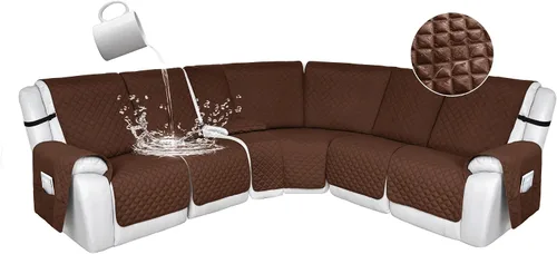 Vista 78 de HDCAXKJ Fundas de sofá seccional reclinable 100% impermeable, forma de L, funda de sofá reclinable lavable acolchada suave para mascotas, perro