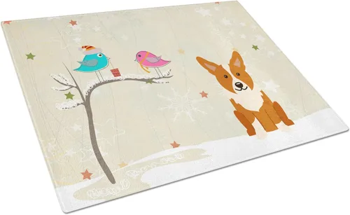 Vista 26 de Caroline's Treasures BB2513LCB - Tabla de cortar de vidrio con texto en inglés "Christmas Presents between Friends" Airedale Terrier - Tabla