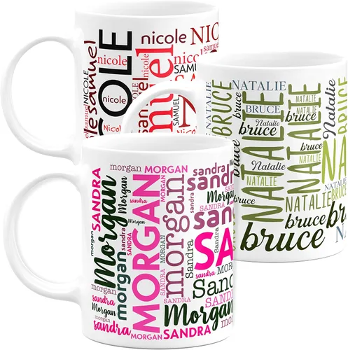 Vista 19 de Tazas de café personalizadas con arte de nube de palabras, 12 colores y 9 fuentes artísticas, 11 onzas. Regalos personalizados para parejas, hombres