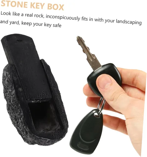 Vista 3 de Abaodam Fake Rock Key Hider Decorative Stone Key Holder for Outdoor Use Garden Storage Box with Natural Appearance for Home and Garden