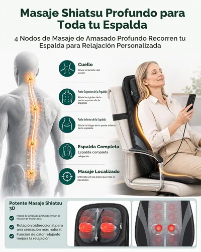 Vista 2 de Snailax Shiatsu - Masajeador de cuello y espalda con almohadilla de masaje
