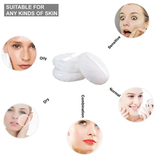 Vista 4 de Joly Soplo de polvo suelto grande, 4.3 '' XXL Body Puff con cinta (10PCS) Blanco