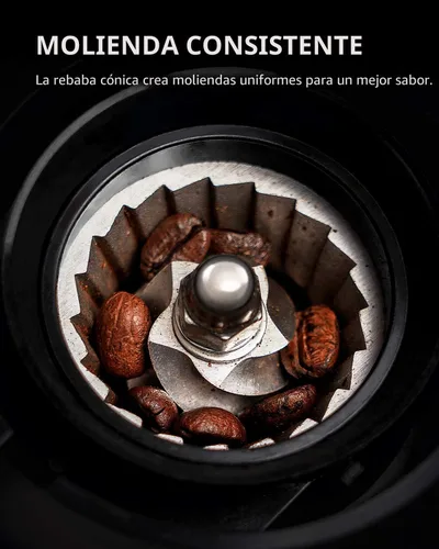 Vista 3 de KIDISLE Molinillo de Café de Fresas Cónicas, Molinillo Eléctrico de Granos de Café para Molienda Precisa, 35 Ajustes, Selector de 2 a 12 Tazas