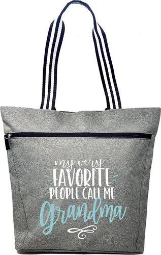 Vista 26 de Brooke & Jess Designs Bolso de mano para la abuela – Bolso de lona resistente con cremallera y bolsillo interior para la abuela para uso diario