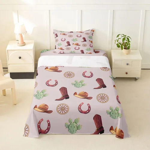 Vista 24 de Erosebridal Western Cowgirl Sheet Set Twin Western Cowboy Bed Sheets for Kids Boys Girls Horseshoe Boots Southwestern Flat Fitted Sheet Wild West
