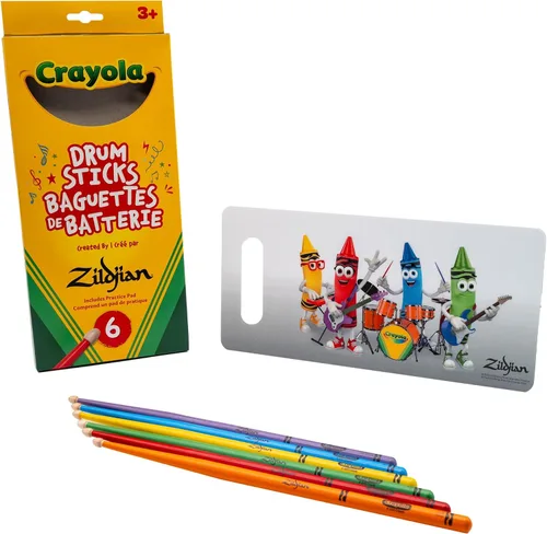 Vista 5 de Zildjian Crayola - Baquetas para niños, paquete de 6 con almohadilla