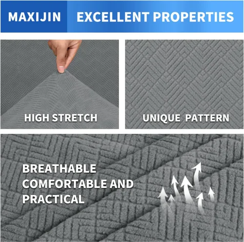 Vista 31 de MAXIJIN 2 piezas de fundas para silla con brazos, funda para silla de sofá para sala de estar, funda elástica para perros para una silla con 1 cojín
