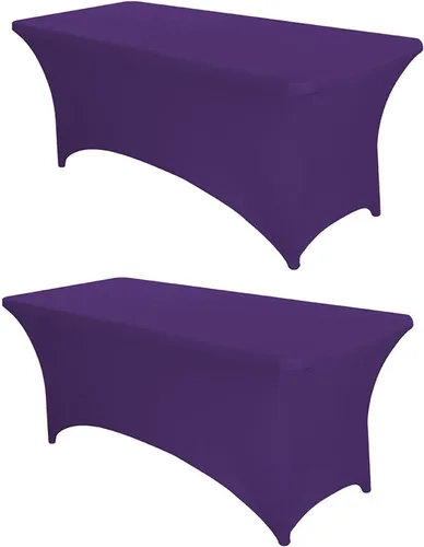 Vista 17 de PTC21B - Juego de 6 manteles elásticos de 6 pies, color negro, rectangular, ajustable, lavable, de elastano, para fiestas, bodas, cócteles