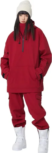 Vista 7 de SEARIPE Juego de chamarra y pantalones de esquí para mujer, trajes de esquí resistentes al viento para parejas, trajes de nieve impermeables de dos