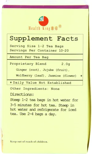 Vista 2 de Health King Té de hierbas de jengibre, bolsitas de té, caja de 20