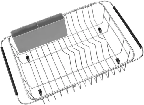 Vista 6 de SANNO Organizador extensible de gabinete extraíble para cocina, estante deslizante debajo del fregadero, estante extensible para secar platos sobre