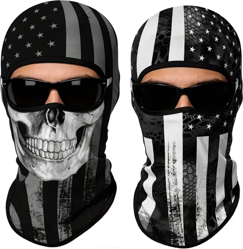 Vista 63 de Pasamontañas 3D, máscara de cara completa, resistente al viento, máscara de esquí con calavera táctica para motocicleta, ciclismo, Halloween
