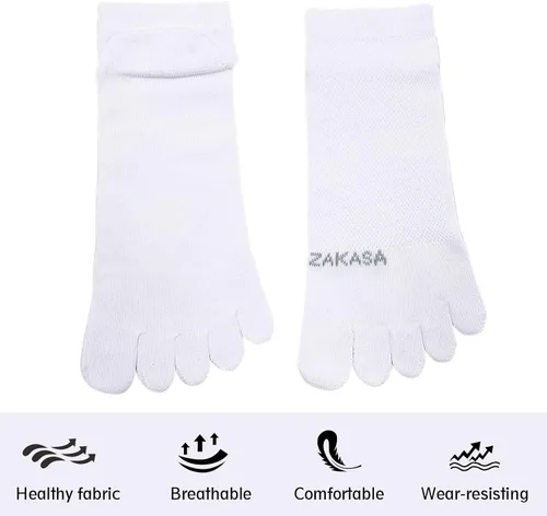 Vista 5 de CaiDieNu Toe Socks for Men Five Finger Cotton Athletic Crew Socks No Show Breathable Running Ankle Socks 5 Pairs Size 8-12