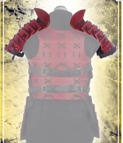 Vista 4 de Cubrehombros Samurai - Armadura de cuero para LARP y cosplay