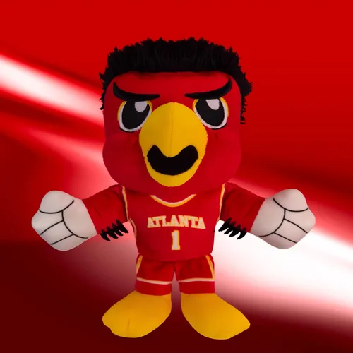 Vista 4 de Bleacher Creatures Atlanta Hawks Harry The Hawk Mascot Kuricha Sentado de Felpa - Suave Mascota Inspirada en Chibi Atlanta Hawks Harry el Halcón