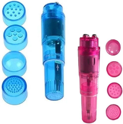 Vista 7 de Pequeño mini masajeador portátil para cara corporal, cuello, cabeza, masaje de espalda con 4 cabezas (1 unidad, azul)